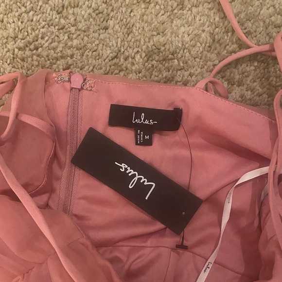NWT Lulu’s Endlessly Darling Dusty Rose Mesh Tiered Tie-Strap Maxi Dress - Picture 4 of 4